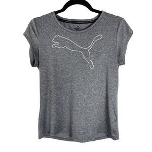 Puma T Shirt Womens Small Short Sleeve Heathered Gray Top Workout Tee Sporty